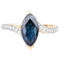 Blue Sapphire Ring With Diamonds 2.22 Carats 14K Yellow Gold