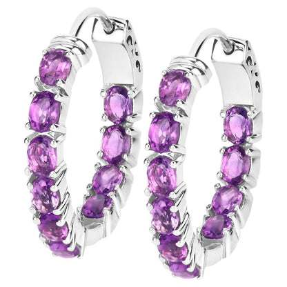 Natural Amethyst Hoop Earrings 3.22 Carats