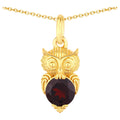 Garnet Owl Pendant 0.98 Carats Gold Plated Silver
