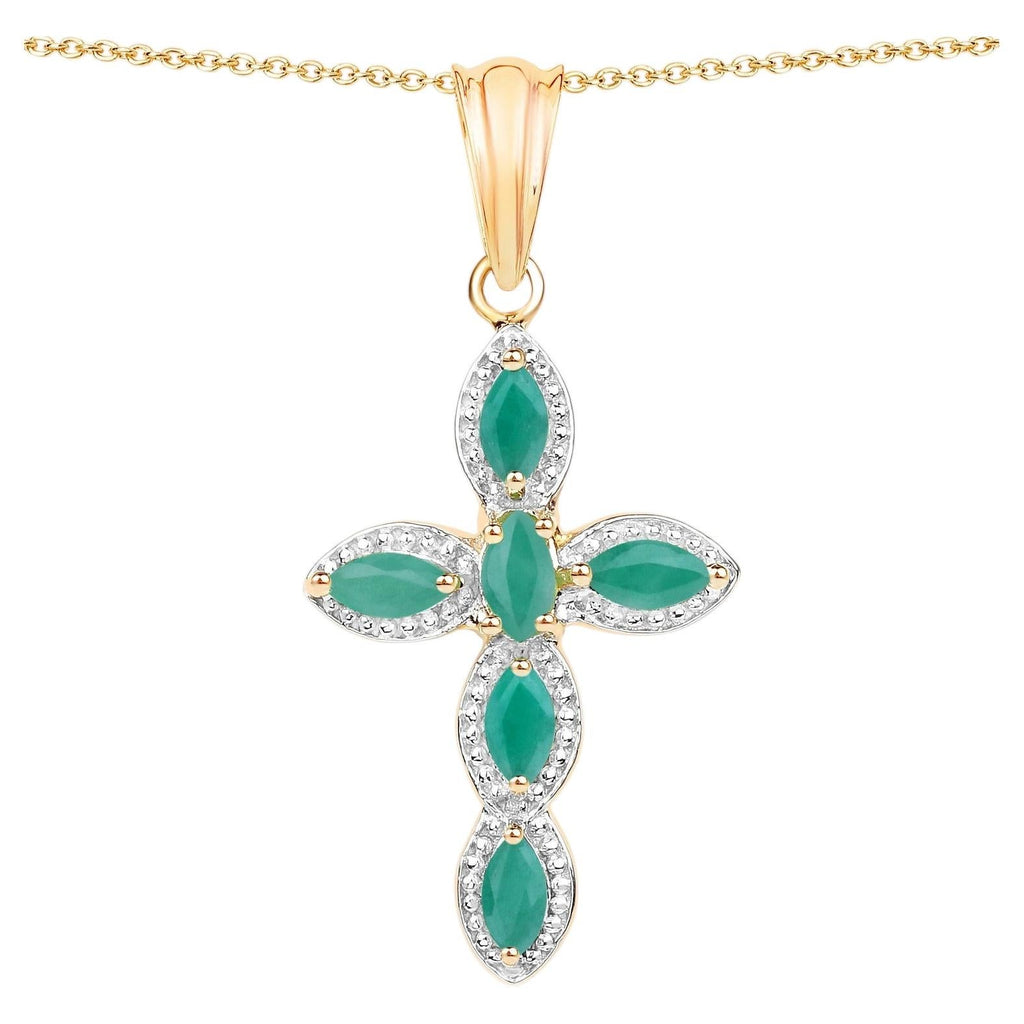 Emerald Pendant 0.82 Carats Gold Plated Silver