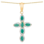 Emerald Pendant 0.82 Carats Gold Plated Silver