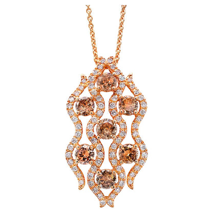 Champagne Diamonds Pendant Necklace White Diamonds 1.47 Carats 18K Rose Gold