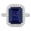 Iolite Ring With Diamonds 3.68 Carats 14K White Gold