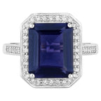 Iolite Ring With Diamonds 3.68 Carats 14K White Gold