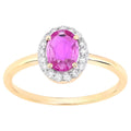 Pink Sapphire Ring With Diamonds 0.92 Carats 14K Yellow Gold