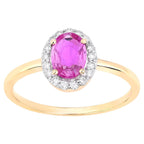 Pink Sapphire Ring With Diamonds 0.92 Carats 14K Yellow Gold