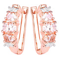 Morganite Earrings With White Topaz 1.26 Carats Gold Plated Silver