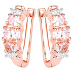 Morganite Earrings With White Topaz 1.26 Carats Gold Plated Silver