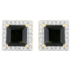 Green Tourmaline Stud Earrings With Diamonds 1.52 Carats 14K Yellow Gold