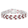 Rhodolite Garnet Tennis Bracelet With Opal 24 Carats Sterling Silver