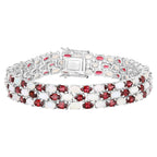 Rhodolite Garnet Tennis Bracelet With Opal 24 Carats Sterling Silver