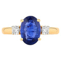 Blue Sapphire Ring With Diamonds 2.3 Carats 18K Yellow Gold