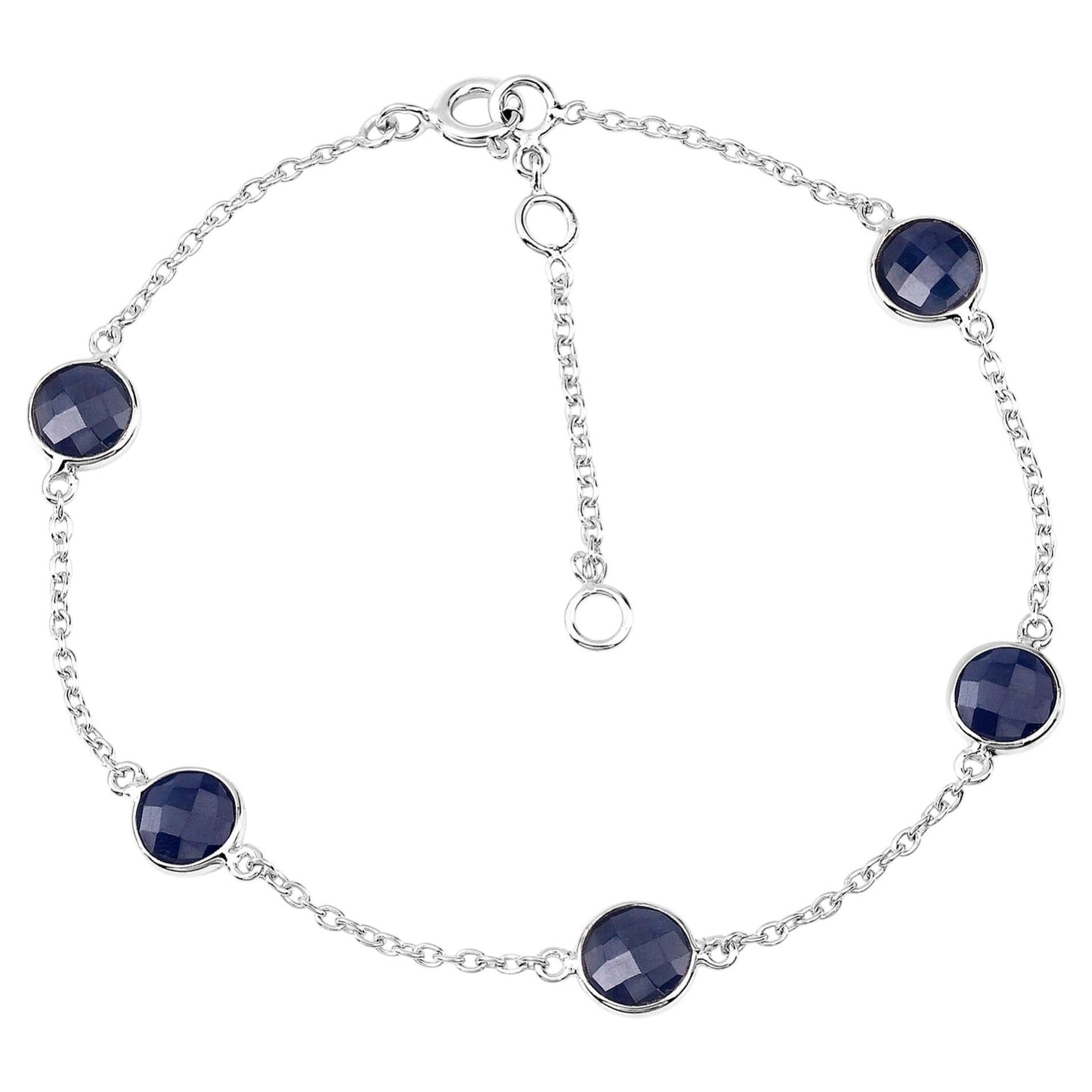 Blue Sapphire Bracelet 4.98 Carats Sterling Silver
