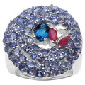 London Blue Topaz Ring With Tanzanite 3.14 Carats Sterling Silver