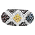 Multicolor Diamond Ring 0.54 Carats Sterling Silver