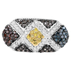 Multicolor Diamond Ring 0.54 Carats Sterling Silver