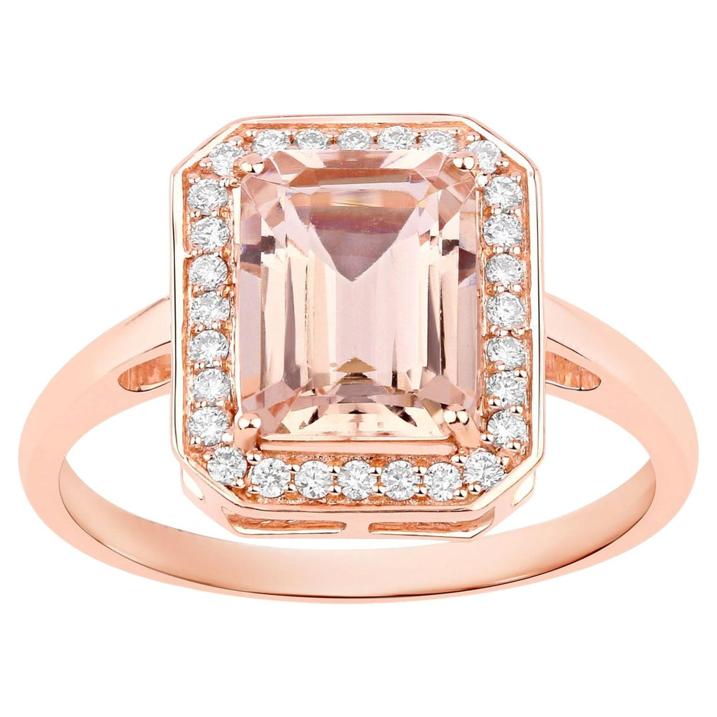 Morganite Ring With Diamonds 1.94 Carats 14K Rose Gold