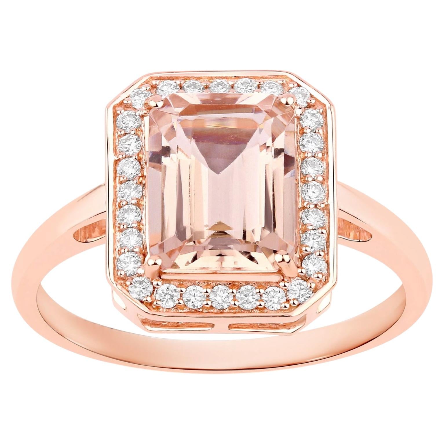 Morganite Ring With Diamonds 1.94 Carats 14K Rose Gold