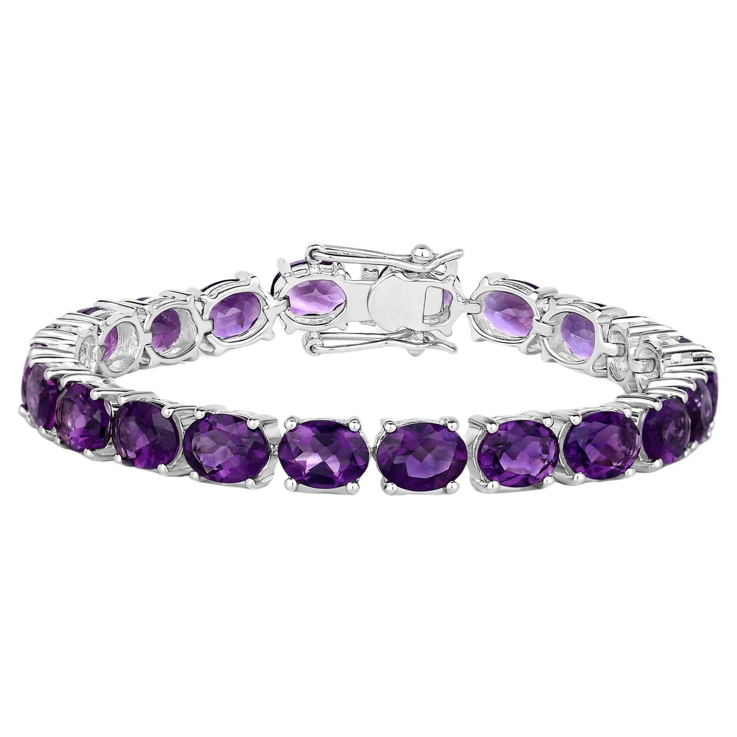 Amethyst Tennis Bracelet 23.10 Carats Rhodium Plated Sterling Silver