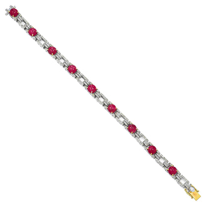 Important Antique 18 Carats Ruby and Diamond Bracelet