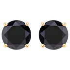 Black Diamond Stud Earrings 4.2 Carats 14K Yellow Gold