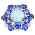Aquamarine Ring With Kyanite 9.76 Carats Sterling Silver