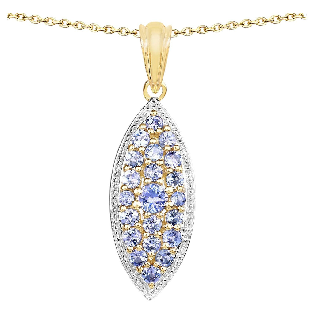 Tanzanite Pendant 1.52 Carats Gold Plated Silver
