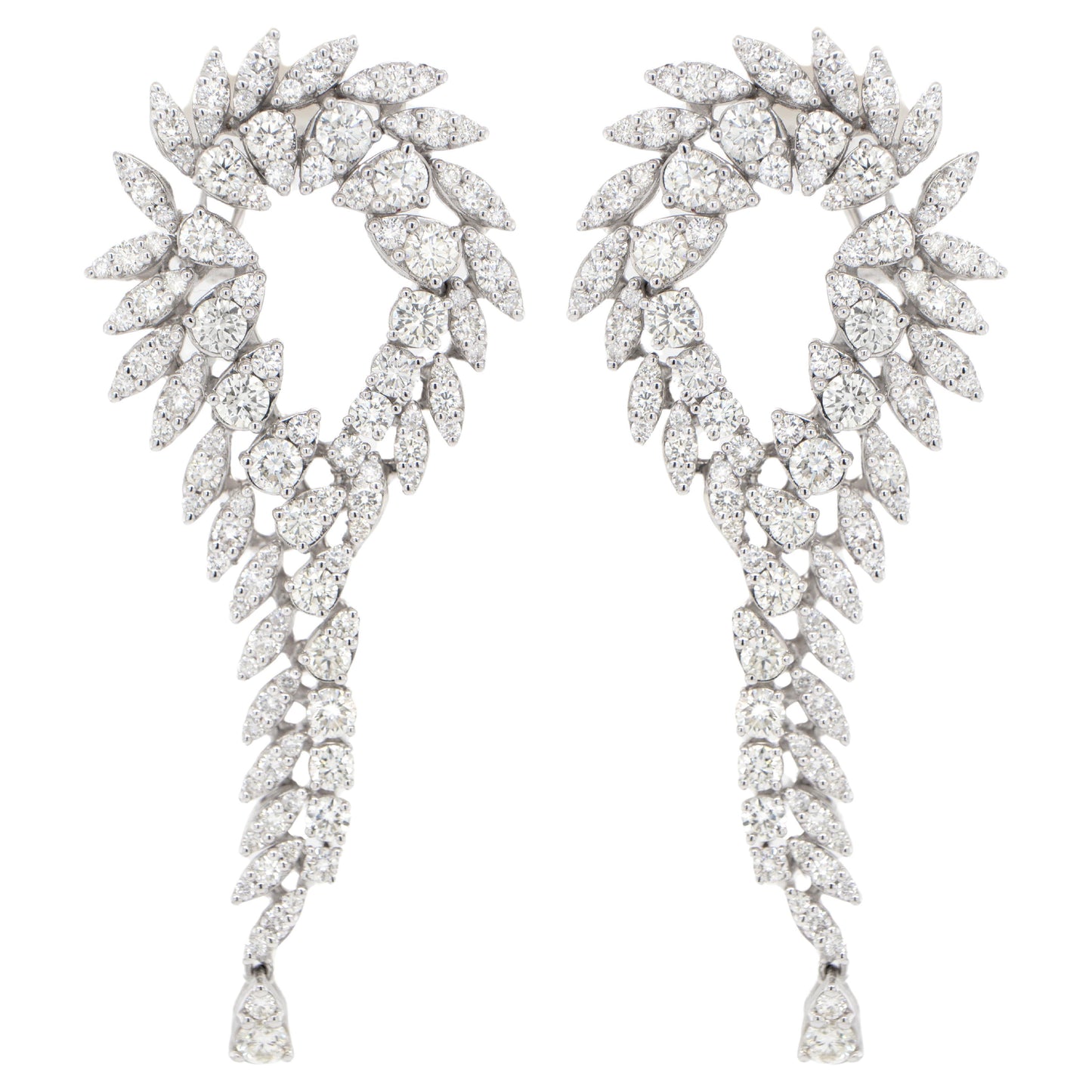 Diamond Chandelier Earrings 7.98 Carats 18K White Gold