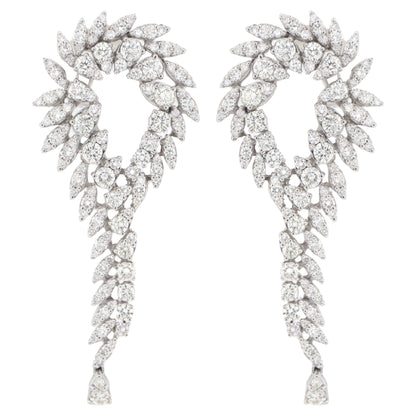 Diamond Chandelier Earrings 7.98 Carats 18K White Gold