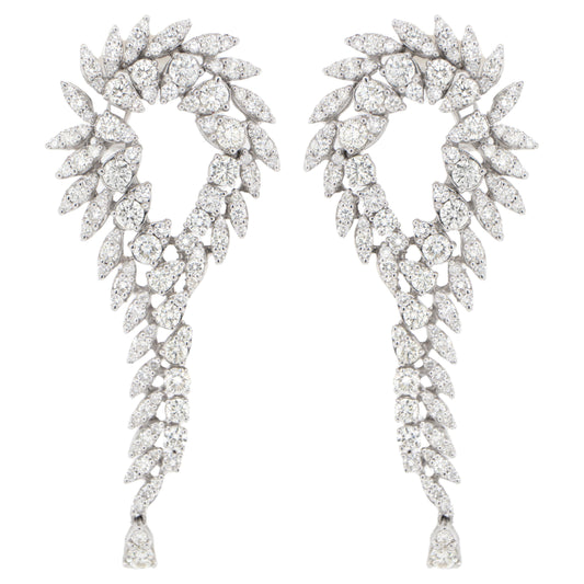 Diamond Chandelier Earrings 7.98 Carats 18K White Gold