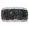 Blue Diamond Ring With White Diamonds 0.78 Carats Sterling Silver