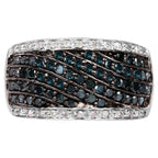Blue Diamond Ring With White Diamonds 0.78 Carats Sterling Silver