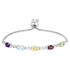 Natural Mixed Gemstones Bracelet 2.18 Carats Sterling Silver