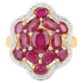 Ruby Ring 3.94 Carats Gold Plated Silver