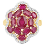 Ruby Ring 3.94 Carats Gold Plated Silver