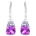 Amethyst Earrings Withl Tanzanite 3.92 Carats Sterling Silver