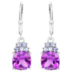 Amethyst Earrings Withl Tanzanite 3.92 Carats Sterling Silver
