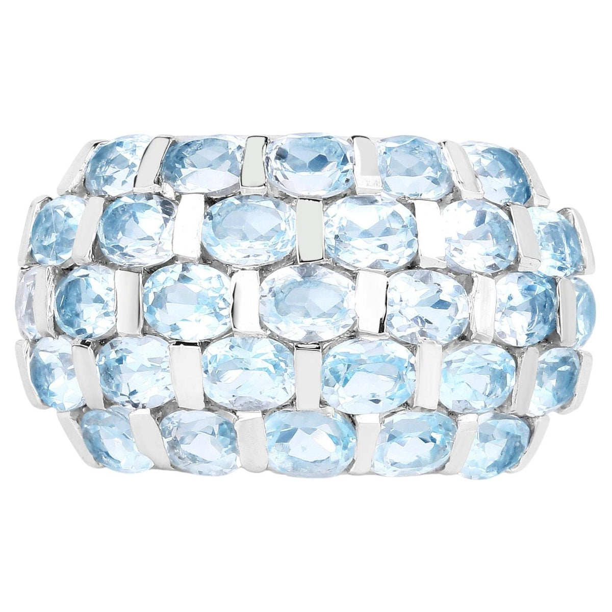 Blue Topaz Ring 5.78 Carats Sterling Silver