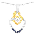 Blue Sapphire Heart Pendant 0.12 Carats Gold Plated Silver