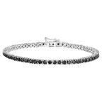 Black Diamond Tennis Bracelet 3.15 Carats Sterling Silver