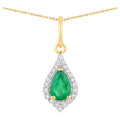 Zambian Emerald Pendant With Diamonds 0.4 Carats 14K Yellow Gold