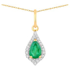 Zambian Emerald Pendant With Diamonds 0.4 Carats 14K Yellow Gold