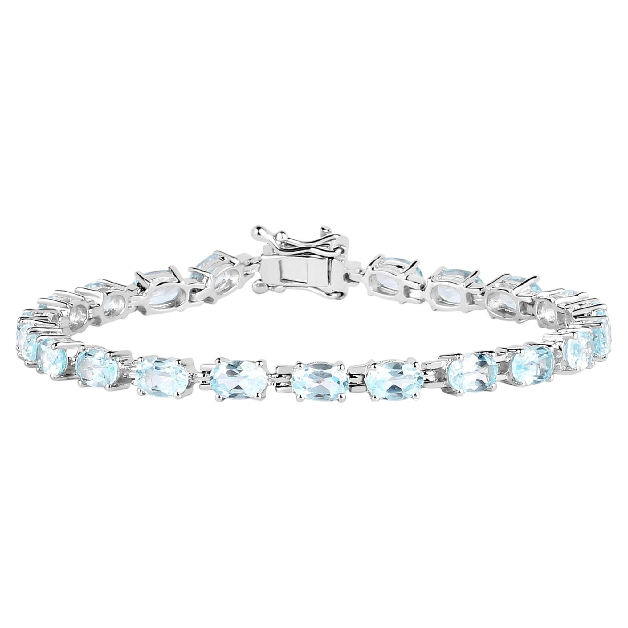 Blue Topaz Bracelet 10.7 Carats Sterling Silver