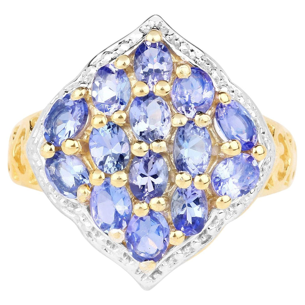 Tanzanite Ring 2.36 Carats Gold Plated Silver