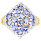 Tanzanite Ring 2.36 Carats Gold Plated Silver