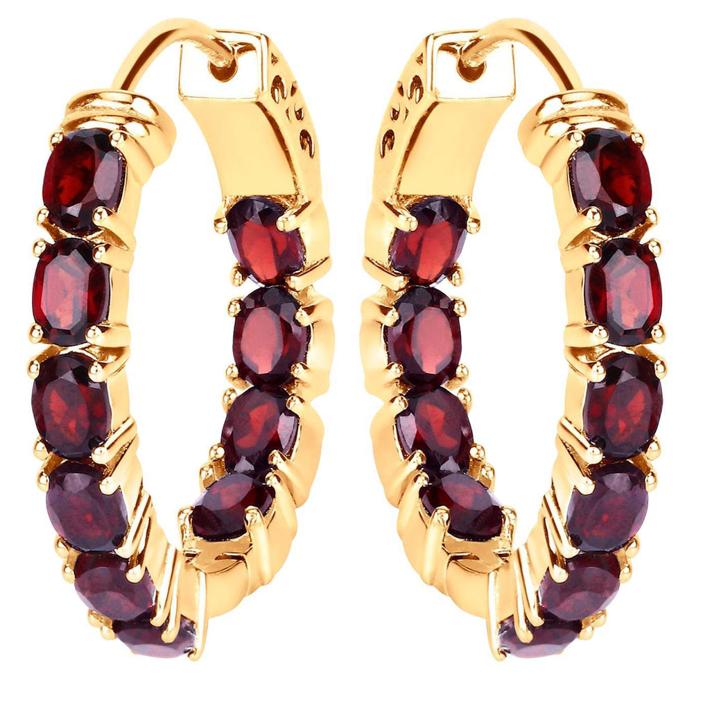 Garnet Earrings 3.98 Carats Gold Plated Silver