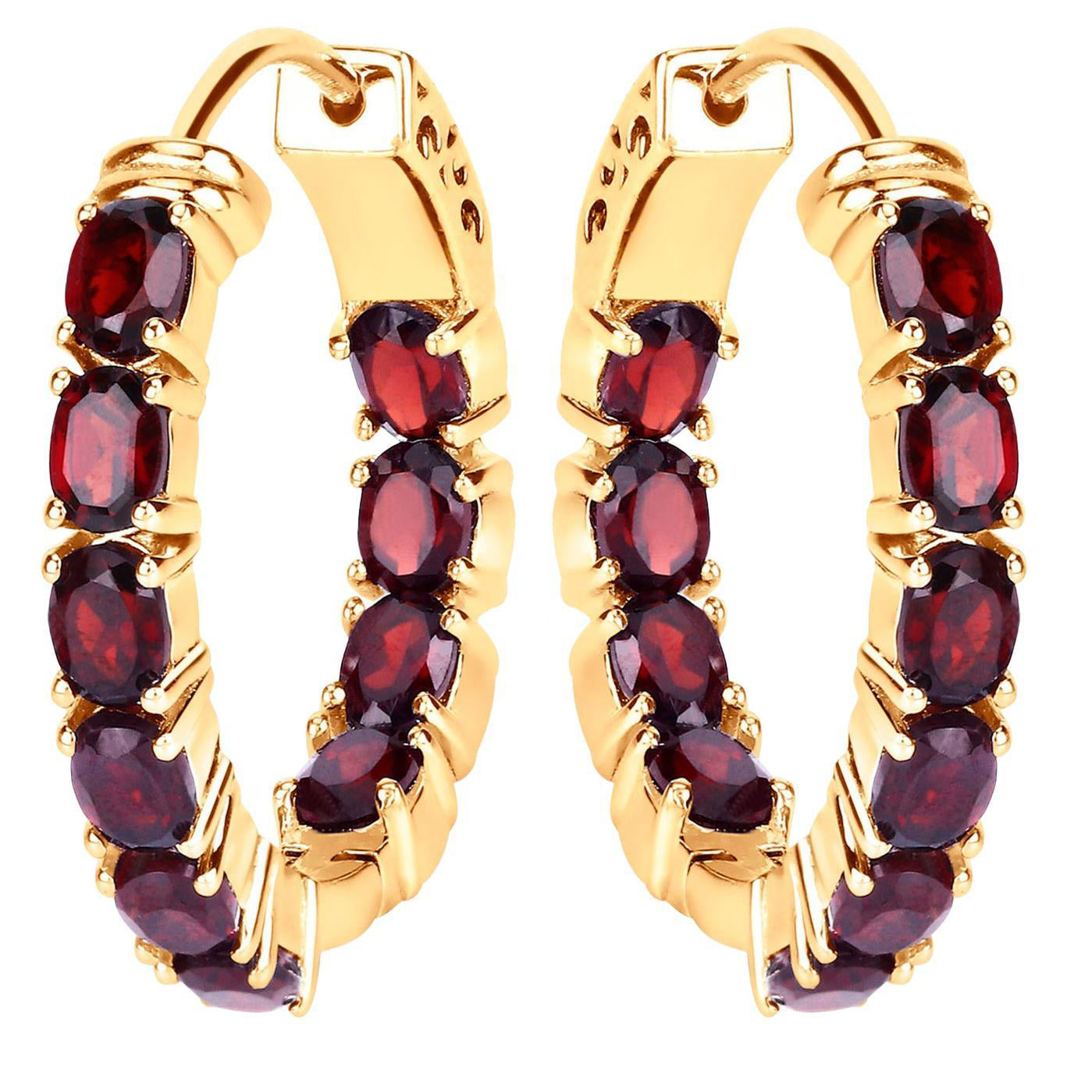 Garnet Earrings 3.98 Carats Gold Plated Silver