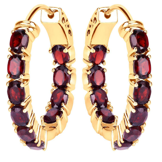 Garnet Earrings 3.98 Carats Gold Plated Silver