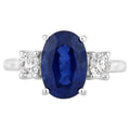 Blue Sapphire Ring With Diamonds 4.32 Carats 18K White Gold