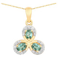 Alexandrite Flower Pendant With Diamonds 0.5 Carats 18K Yellow Gold